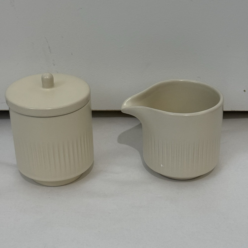 Citrine Everyday Collection by Magenta Ribbed‎ Ceramic Creamer & Sugar Set NEW